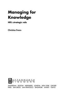 Managing for Knowledge: HR's Strategic Role
