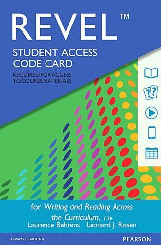 Revel for Writing and Reading Across the Curriculum -- Access Card
