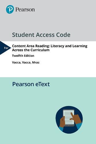 Pearson eText Content Area Reading: Literacy and Learning Across the Curriculum -- Access Card