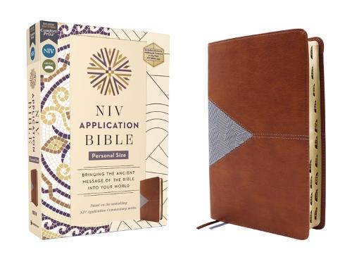 NIV Application Bible, Personal Size, Leathersoft, Brown/Blue, Red Letter, Indexed, Comfort Print: Bringing the Ancient Message of the Bible into Your World