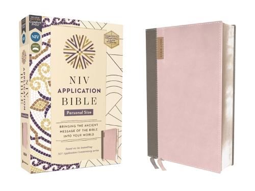 NIV Application Bible, Personal Size, Leathersoft, Pink/Gray, Red Letter, Comfort Print: Bringing the Ancient Message of the Bible into Your World