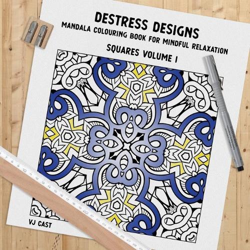 Destress Designs - Squares Volume 1: Mandala Colouring Book for Mindful Relaxation