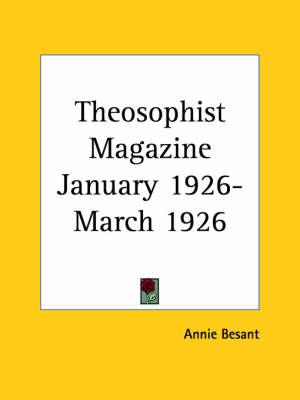 Theosophist Magazine (January 1926-March 1926)