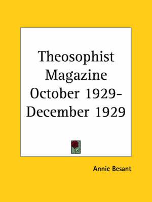 Theosophist Magazine (October 1929-December 1929)