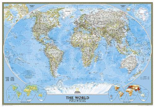 World Classic, Enlarged &, Laminated: Wall Maps World