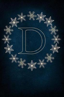 D: Monogram Initial Notebook Journal with Magical Snowflake Blue Cover