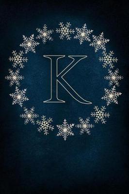 K: Monogram Initial Notebook Journal with Magical Snowflake Blue Cover