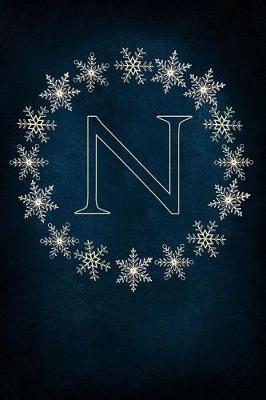 N: Monogram Initial Notebook Journal with Magical Snowflake Blue Cover