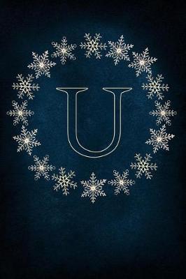U: Monogram Initial Notebook Journal with Magical Snowflake Blue Cover