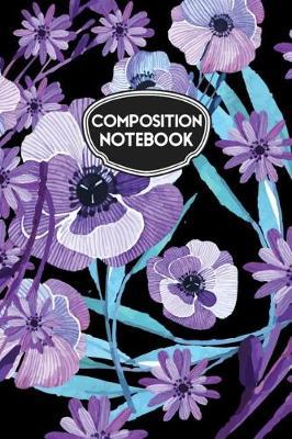 Composition Notebook: Black and Purple Watercolor Floral