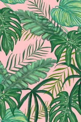 Terrific Green Tropical Leaves on Pink Journal: 150 Page Lined Notebook/Diary