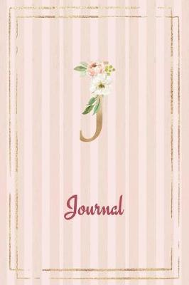 J Journal: Roses Journal, personalized monogram initial J blank lined notebook with interior pages decorated with roses for women and girls