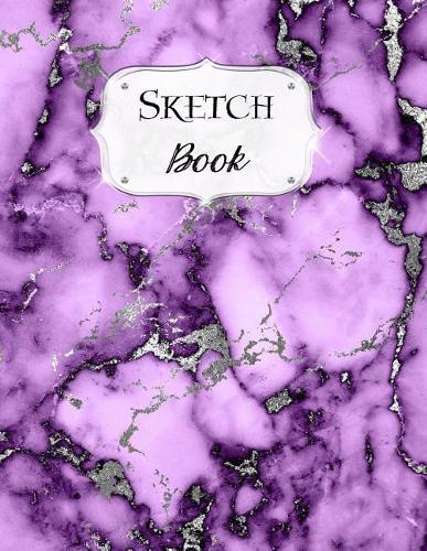 Sketch Book: Marble Sketchbook Scetchpad for Drawing or Doodling Notebook Pad for Creative Artists #7 Purple Silver