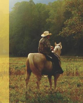 Cute Cowboy on a Yellow Horse in the Mist Wide-ruled School Composition Lined Notebook