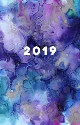 2019: Planer ab 1. Juli bis 31. Dez - 1 Tag auf 1 Seite Termin-Kalender mit Uhrzeit - Wochenplaner Format ca. A5 - Aquarell