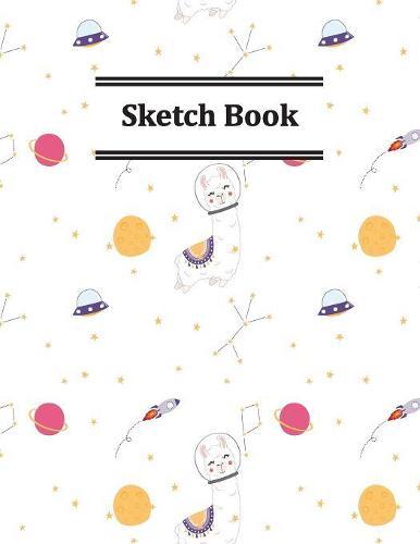 Sketch Book: Space Astronaut Llama pattern sketchbook For Drawing Lovers