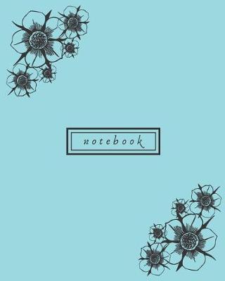 Notebook: Lined Notebook with Black Flowers on Light Blue Background