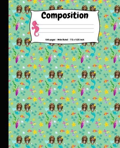 Composition: African American Mermaid Twins Wide Ruled School Notebook
