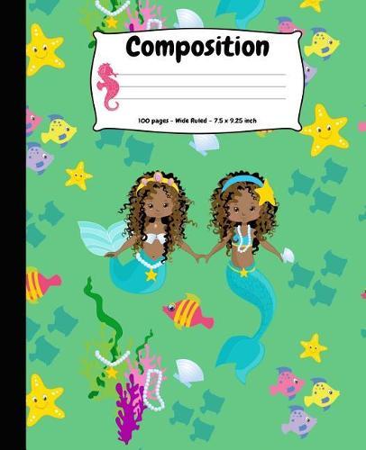 Composition: African American Mermaids Wide Ruled School Notebook