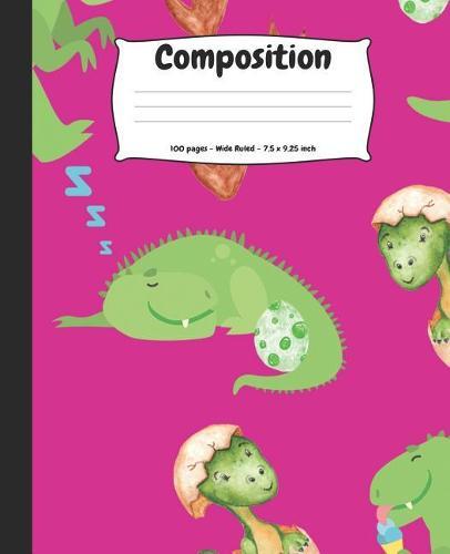 Composition: Dinosaur Wide Ruled Pink School Notebook