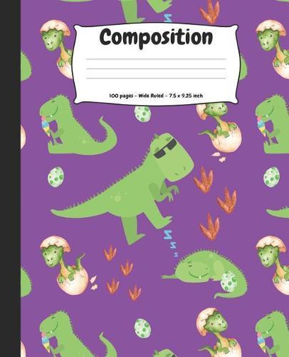 Composition: Dinosaur Wide Ruled Purple School Notebook