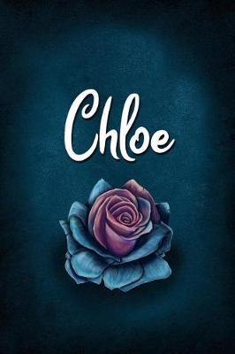 Chloe: Personalized Name Journal, Lined Notebook with Beautiful Rose Illustration on Blue Cover