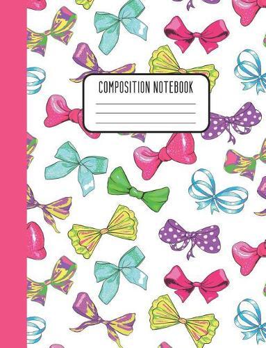 Composition Notebook: Colorful Hair Bow Designer Wide Ruled Composition Notebook