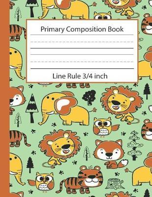Primary Composition Book Line Rule 3/4 inch: Tiger Journal Large Lines Bold Baseline Dotted Midline