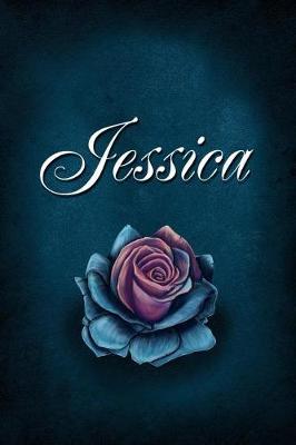 Jessica: Personalized Name Journal, Lined Notebook with Beautiful Rose Illustration on Blue Cover