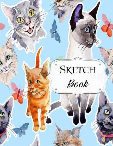 Sketch Book: Cat Sketchbook Scetchpad for Drawing or Doodling Notebook Pad for Creative Artists #8 Blue