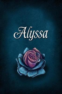 Alyssa: Personalized Name Journal, Lined Notebook with Beautiful Rose Illustration on Blue Cover
