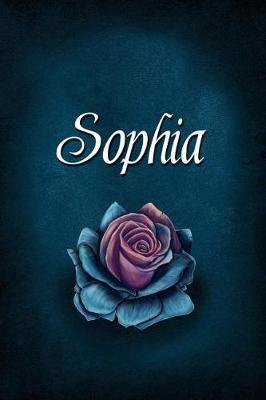 Sophia: Personalized Name Journal, Lined Notebook with Beautiful Rose Illustration on Blue Cover