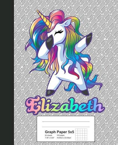 Graph Paper 5x5: ELIZABETH Unicorn Rainbow Notebook