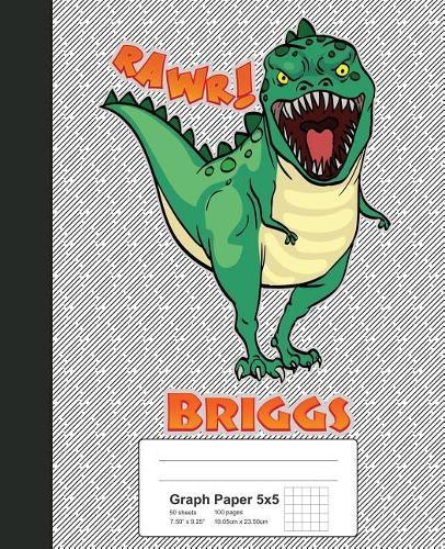 Graph Paper 5x5: BRIGGS Dinosaur Rawr T-Rex Notebook