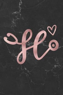 H: Rose Gold Initial Monogram Letter H Stethoscope Marble 6x9 100 Pages Lined Blank Journal For Nurses, Doctors, EMTs, CNAs