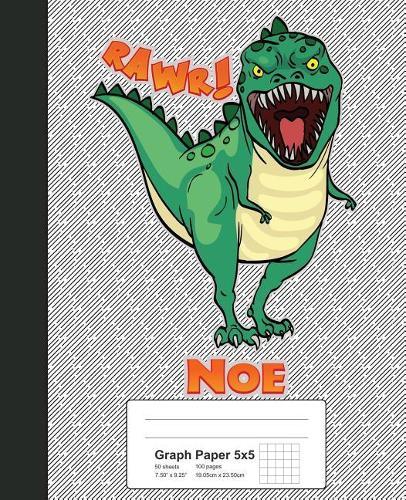 Graph Paper 5x5: NOE Dinosaur Rawr T-Rex Notebook