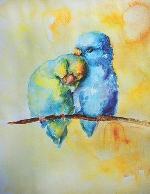Sketchbook: Cute Birds in Love: Beautiful Handmade Watercolor Portrait Cover Pretty Blank Sketchbook with Watercolor Art Design Artistic Unruled Composition Sketchpad Perfect for Sketching, Drawing and Painting