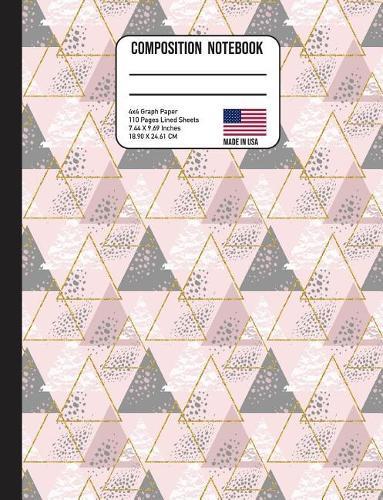 Composition Notebook 4X4 Graph Paper: Trendy Pink Grey & Gold Triangle Back to School Composition Book for Teachers, Students, Kids and Teens