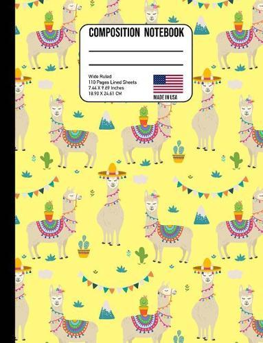Composition Notebook Wide Ruled: Awesome Party Llama Back to School Composition Book for Teachers, Students, Kids and Teens