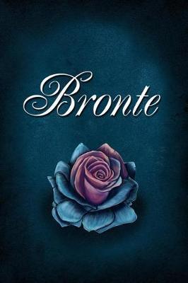 Bronte: Personalized Name Journal, Lined Notebook with Beautiful Rose Illustration on Blue Cover