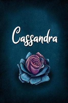 Cassandra: Personalized Name Journal, Lined Notebook with Beautiful Rose Illustration on Blue Cover