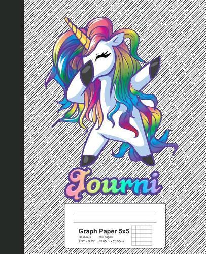 Graph Paper 5x5: JOURNI Unicorn Rainbow Notebook