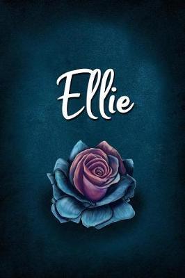 Ellie: Personalized Name Journal, Lined Notebook with Beautiful Rose Illustration on Blue Cover