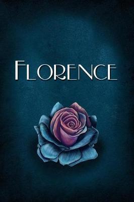 Florence: Personalized Name Journal, Lined Notebook with Beautiful Rose Illustration on Blue Cover