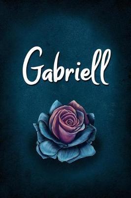 Gabriell: Personalized Name Journal, Lined Notebook with Beautiful Rose Illustration on Blue Cover