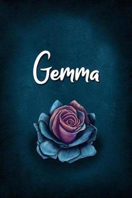 Gemma: Personalized Name Journal, Lined Notebook with Beautiful Rose Illustration on Blue Cover