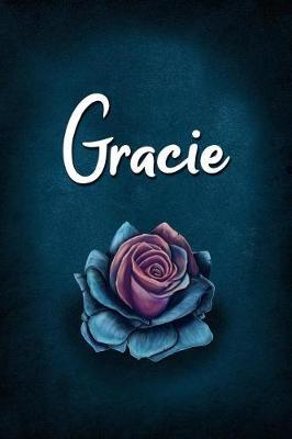 Gracie: Personalized Name Journal, Lined Notebook with Beautiful Rose Illustration on Blue Cover