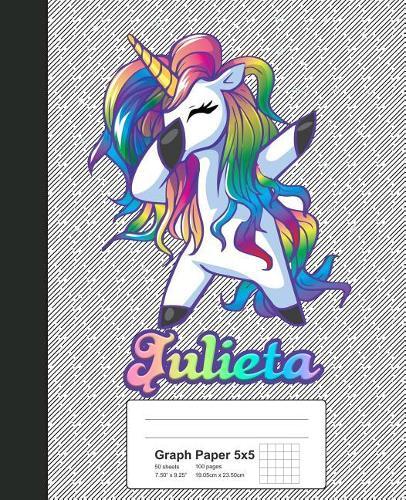 Graph Paper 5x5: JULIETA Unicorn Rainbow Notebook