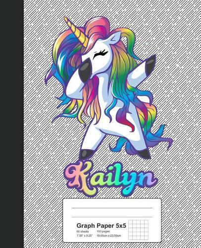 Graph Paper 5x5: KAILYN Unicorn Rainbow Notebook