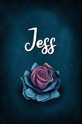 Jess: Personalized Name Journal, Lined Notebook with Beautiful Rose Illustration on Blue Cover